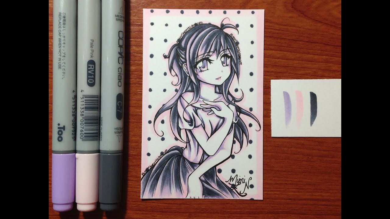 Copic Marker Drawing: 3 Color Palette Challenge - YouTube