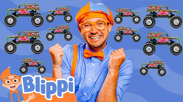 Blippi Learns to Count 1 to 10 with Monster Trucks | Blippi Learns | Toddler Learning Videos