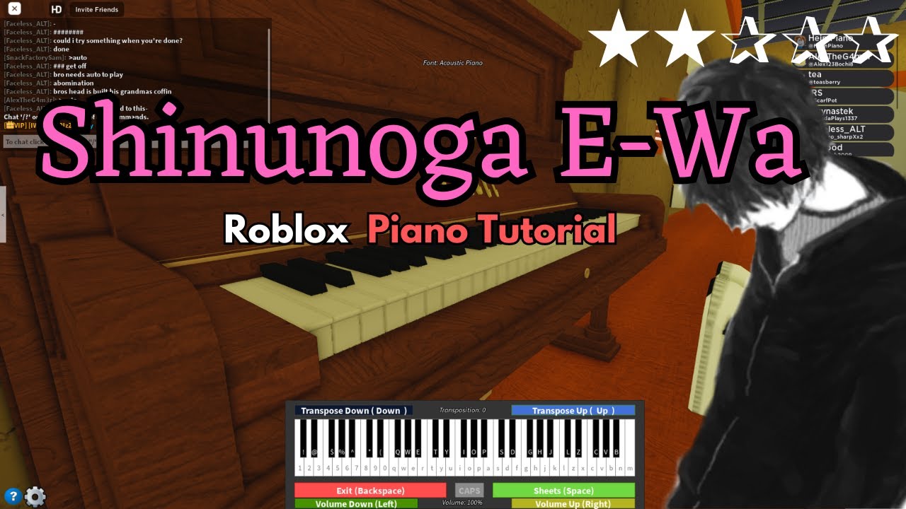 Shinunoga E-Wa (EASY Roblox/Virtual Piano Tutorial)