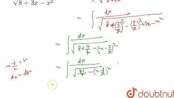 समाकलन कीजिए! `(1)/(sqrt(8+3x-x^(2)))`|Integrate the functions`1/(sqrt(8+3x-x^2))`