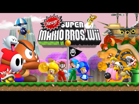 NEWER Super Mario Bros. Wii (2013) - 4 Players, 100% All Star Coins, No Death, 99 Lives! [TAS]