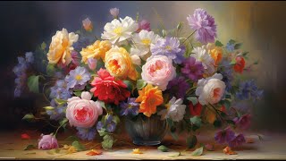 Vintage soft floral painting. Background. TV wallpaper, no music. Screensaver TV Art screenshot 1