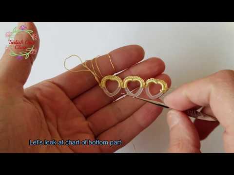 Havlu kenarı-1 Kalp halkalı havlu kenarı örneği[English Subtitle]Crochet sample for towel edge