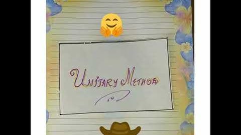 Unitary Method class 5