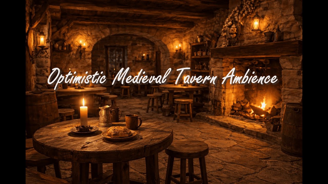 Optimistic Medieval Tavern Ambience | Inspiring Fantasy Music & Warm Fireplace