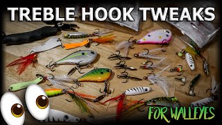 Ice fishing walleyes with NO live bait (treble-hook tweaks)