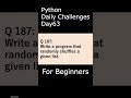 Python Daily Challenges Day063 For Beginners #programming #python #beginners