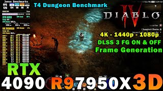 Diablo 4 (Dungeon) DLAA DLSS 3 FG ON &amp; OFF | RTX 4090 | R9 7950X3D | 4K 1440p 1080p | Ultra Settings