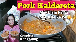 Lutong Bahay Pork Kaldereta, May Ulam Kana, May Kita Kapa Complete with Costing.