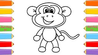 Famous How to Draw Monkey, Coloring Pages Animals for Kids | Art Colors for Children with Colorful Markers Wealth