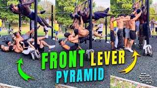 9 Athletes Attempted a Front Lever Pyramid but One Broke the Chain