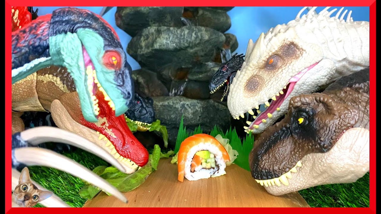 Who Will Eat The Sushi? Jurassic World Official Dinosaurs Explore A