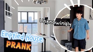 Emptied the house 🤣 while my boyfriend is not at home ! Moving House Prank Cute Couple🥰