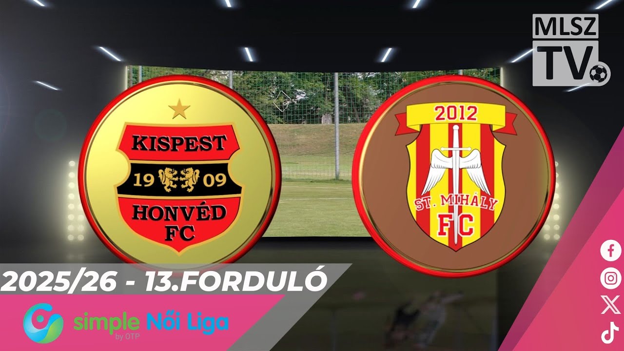 Youtube - Budapest Honvéd FC - KÉSZ-St. Mihály-Szeged | 2-0 | Simple Női Liga | 13. forduló | MLSZTV