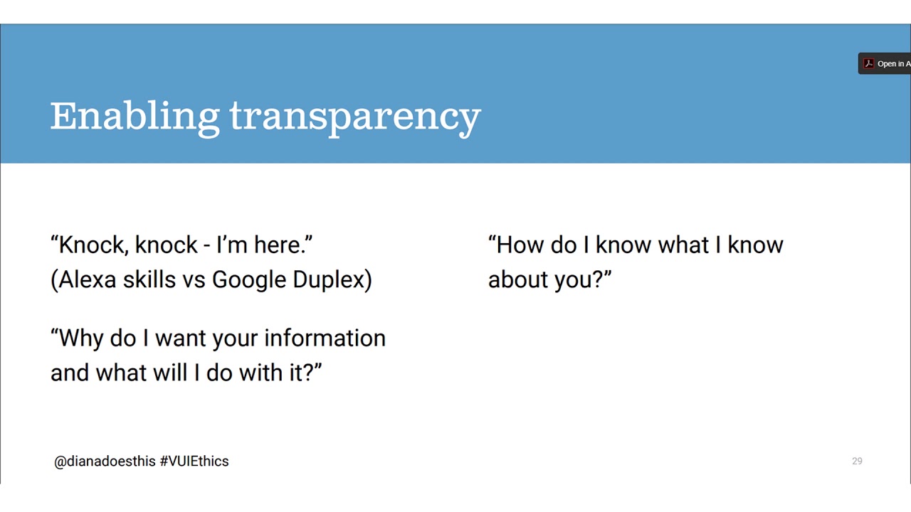 Enabling Transparency in VUI Design