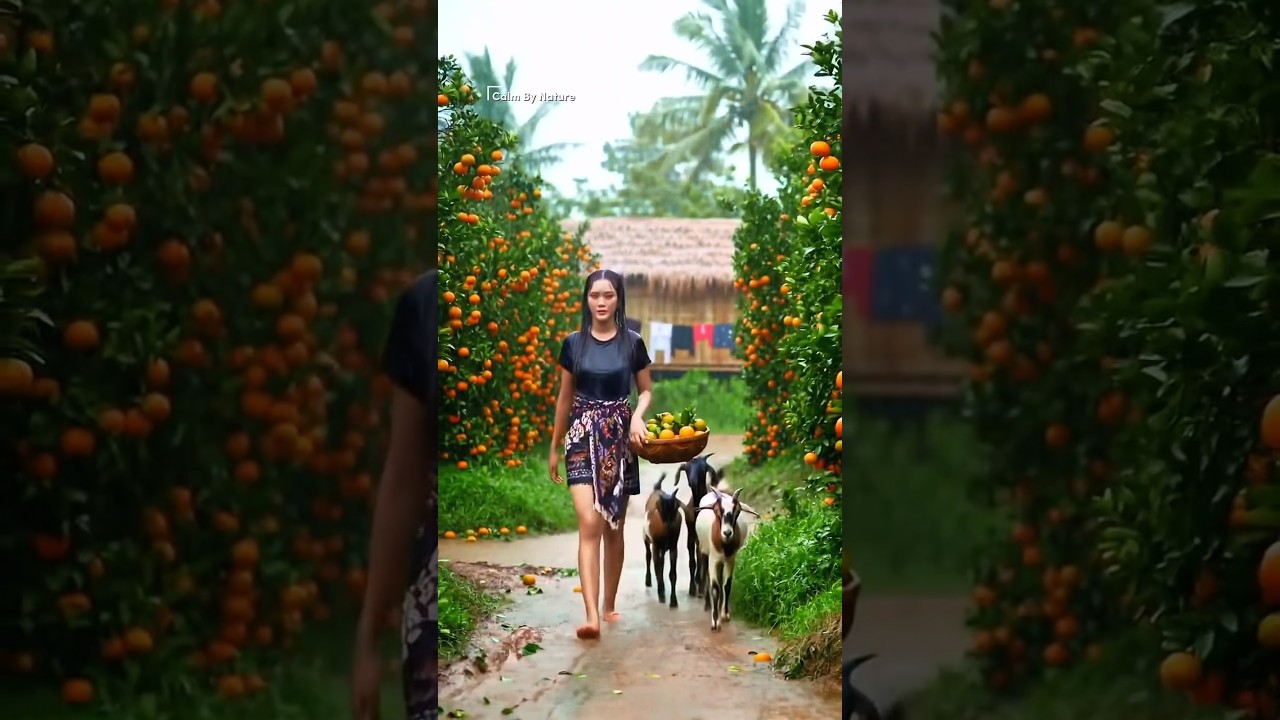 Rainy Day in an Orange Grove Village 