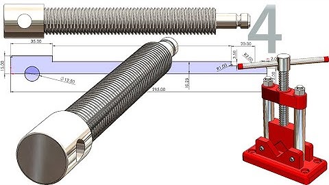 4-Project 46| Two-Sided Pipe Vise | SolidWorks Tutorial: screw rod (spindle rod) -