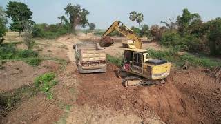 Dump truck working project Landfill full process nearly international road for build house