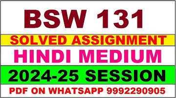 bsw 131 solved assignment 2024-25 | bsw 131 solved assignment in hindi 2025 | bsw 131 2024-25