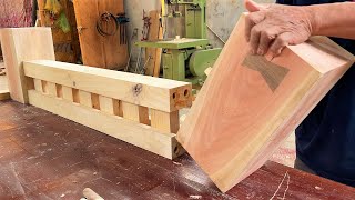 How to Build A Giant Size Bed With Teak Wood Monolithic || Extremely Strong Joints Wonderful