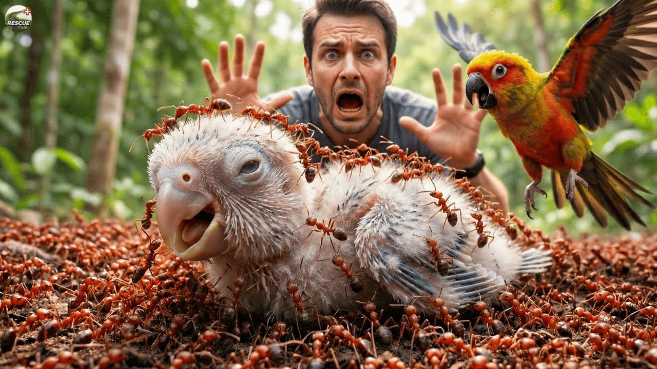 Can a Baby Parrot Survive a Deadly Ant Swarm? Amazon Animal Rescue.