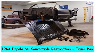 1963 Impala SS Convertible Restoration Part 13   How to Install a Trunk Pan  DIY Auto Resoration