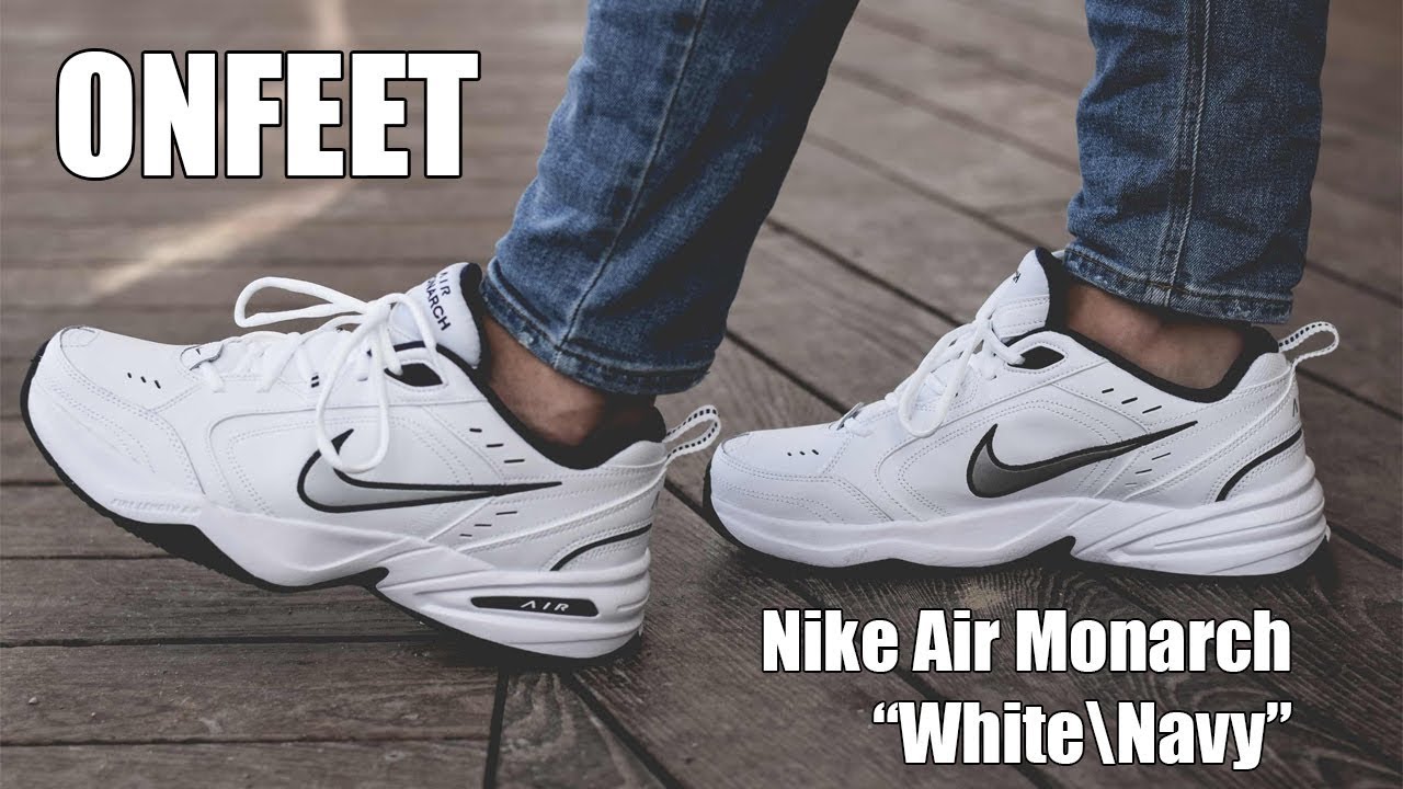 Nike Air Monarch Iv White Navy 102 Onfeet Review Sneakers By Youtube