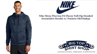 Nike Mens Therma-Fit Fleece Full Zip Hooded Sweatshirt Hoodie w/ Pockets NKFD9859