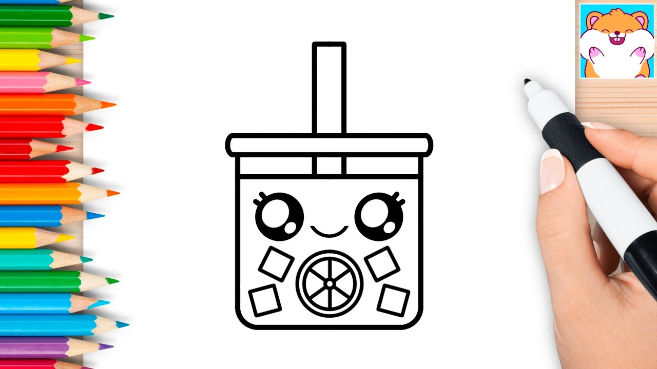 How to Draw Cute LEMONADE ICE DRINK - Easy Step by Step Drawing | HamHam Draw