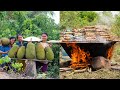 Ancient Cake:  Jackfruit Cake Packing from Banana & Palm Tree Leaves - Khmer Traditional Um Orn Sorm