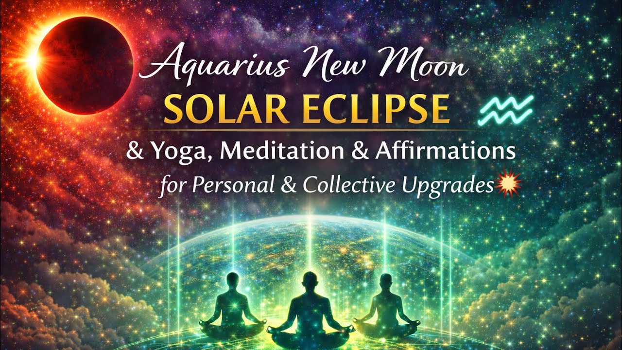 Aquarius New Moon Solar Eclipse ~ Yoga, Meditation& Affirmations for Personal & Collective Upgrades💥