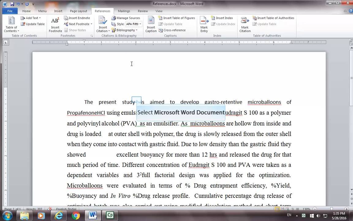 how to reference a dissertation in word