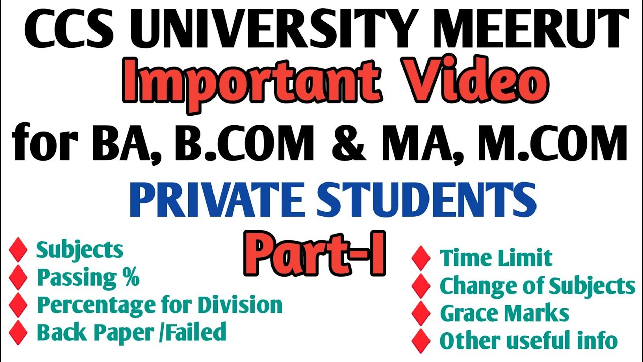 Important Video For Private Students of CCS UNIVERSITY MEERUT| Part - I