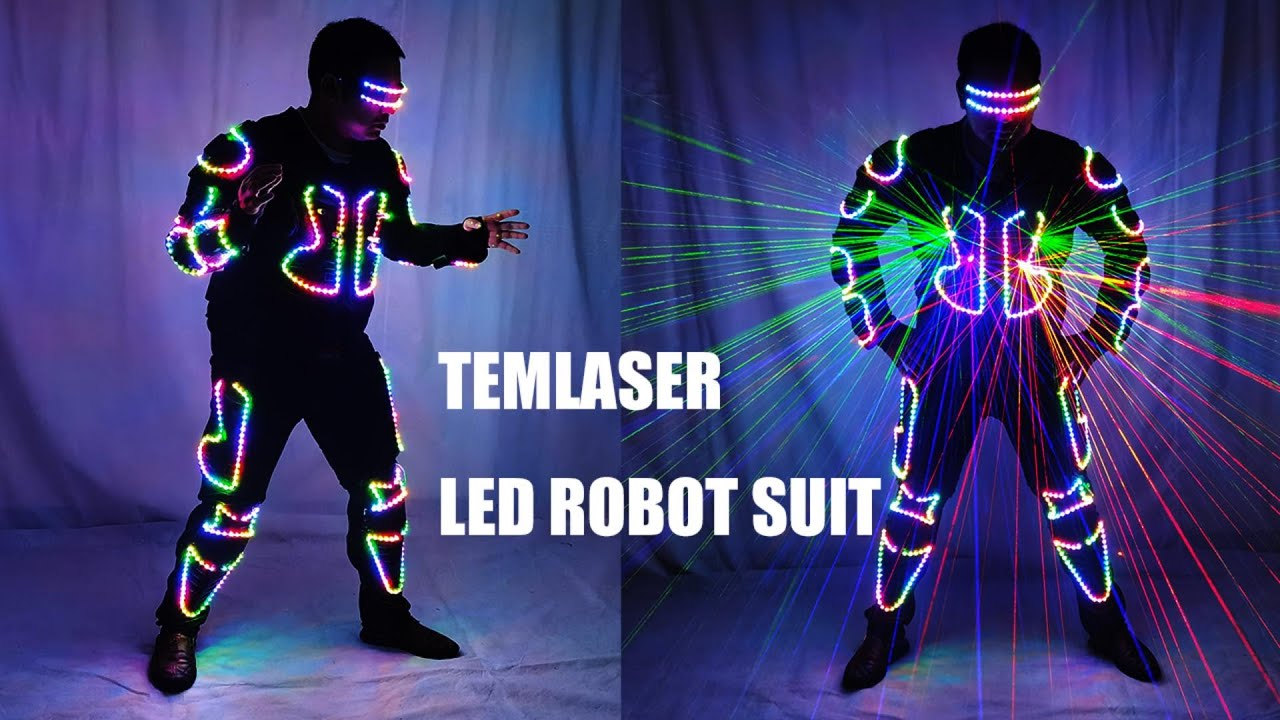uture LED Dance Tron Robot Costume Luminous Color Laser Men Armor