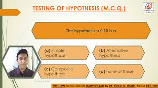 TESTING OF HYPOTHESIS MCQ'S PART-1 BY DR KUNAL KHATRI #STATISTICS4ALL #HYPOTHESIS #MCQ