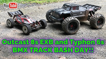 Arrma outcast 8S EXB and Typhon 6s BMX TRACK BASH!!