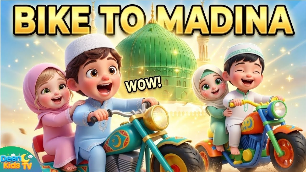 The Bike to Madinah | Islamic Kids Nasheed | Bismillah & Allahu Akbar Rhymes for Muslim Children