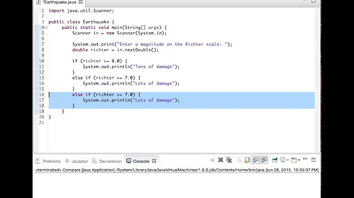 Determine magnitude of earthquake (Java)