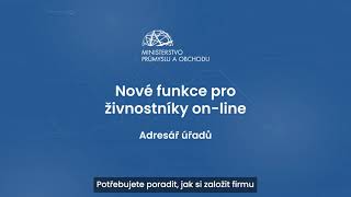 Portál živnostenského podnikání: Adresář údajů on-line