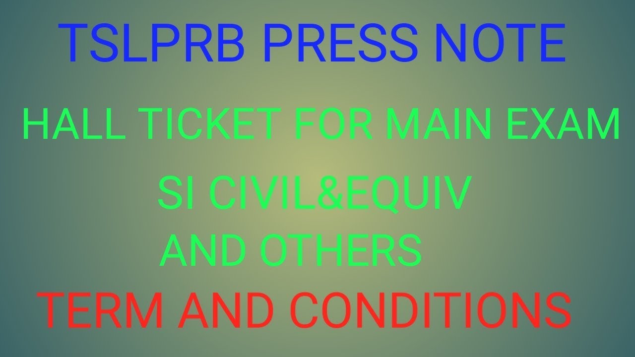 TSLPRB MAIN EXAM HALL TICKET