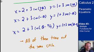 Famous Parametric Equations - Video 3 - Multiple Parametrizations Profile