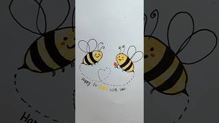 Aesthetic thumbprint bee art 🐝♥️ #shorts