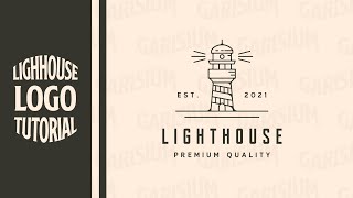 How to Create Lighthouse Logo with Adobe Illustration | Line Art Logo Tutorial