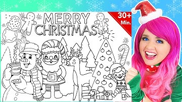 Coloring Christmas Tree, Elf, Santa, Reindeer, Snowman & Cookies Holiday 30+ Minutes Coloring Pages