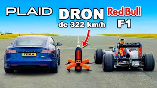 Tesla S Plaid vs dron F1 de 322 km/h: ARRANCONES