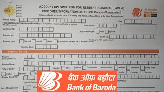 Bank Of Baroda Account Opening Form Fill Up 2026 ?