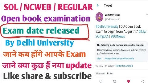 New Exam date released By Delhi University for Open book examination || SOL / NCWEB / REGULAR