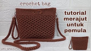 Crochet Clutch Bag || Dompet Rajut Motif Chevron (Subtitle Available)