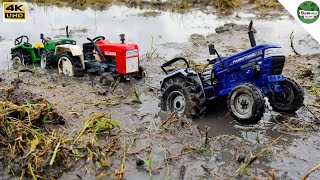 Toy Tractor | John Deere tractor stuck in mud | Swaraj 855 FE Tractor, Powertrac Tractor videos