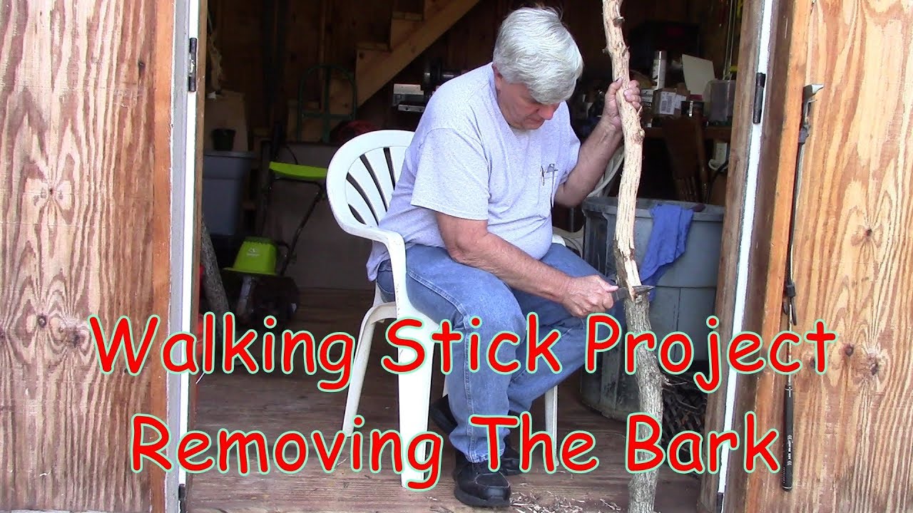 Walking Stick Project Removing The Bark - YouTube